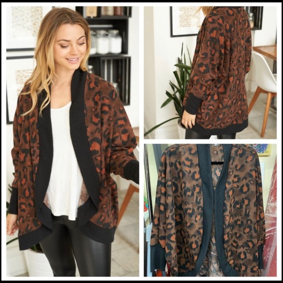 white birch Sweaters - Cozy Leopard Cardigan